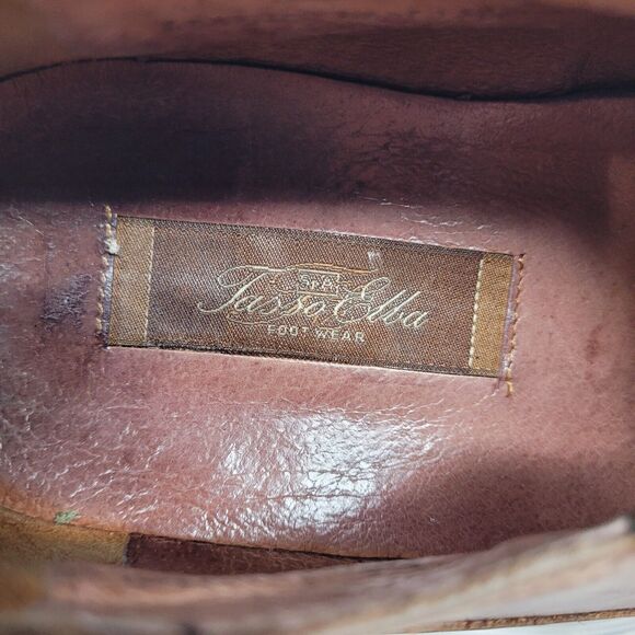 Tasso Elba Brown Cap Toe Dress Shoe Boot Romeo Chelsea Mens 8 Fine Leather ITALY - Picture 8 of 9